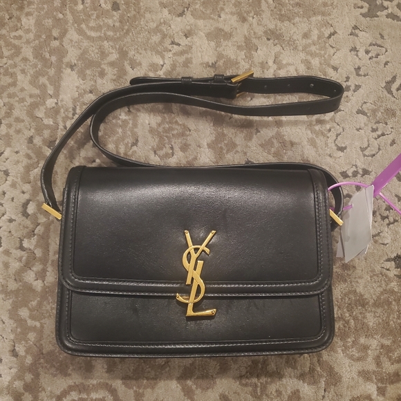 Saint Laurent YSL Medium Solferino Leather Satchel Shoulder Bag in Black - Picture 6 of 12